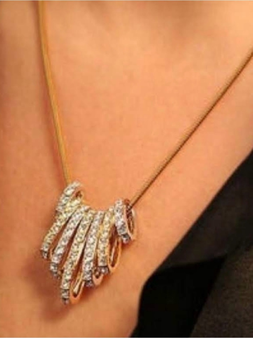 NWT Swarovski Dance Two-Toned Gold & Silver Tone Crystal Necklace